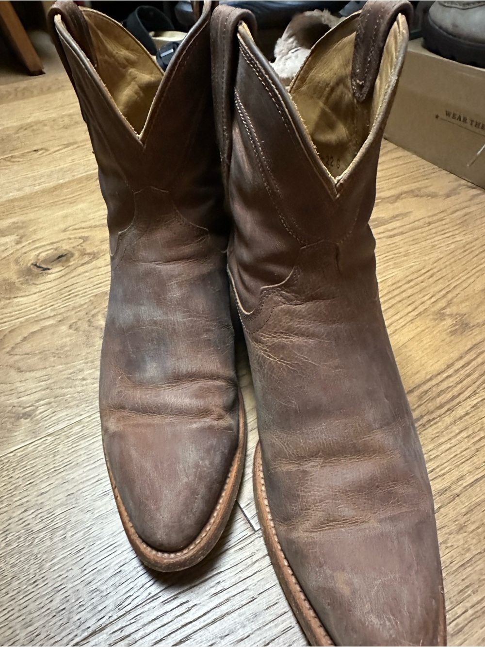 Tecovas Brown Leather Western Ankle Boots